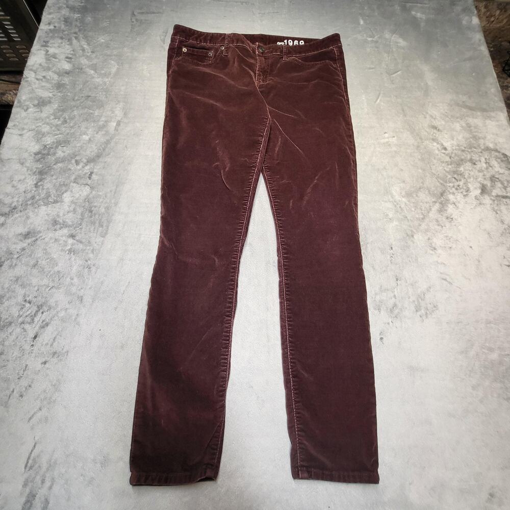 Gap 1969 Corduroy Pants Womens 30 Red Always Skinny Stretch Casual Slim Fit